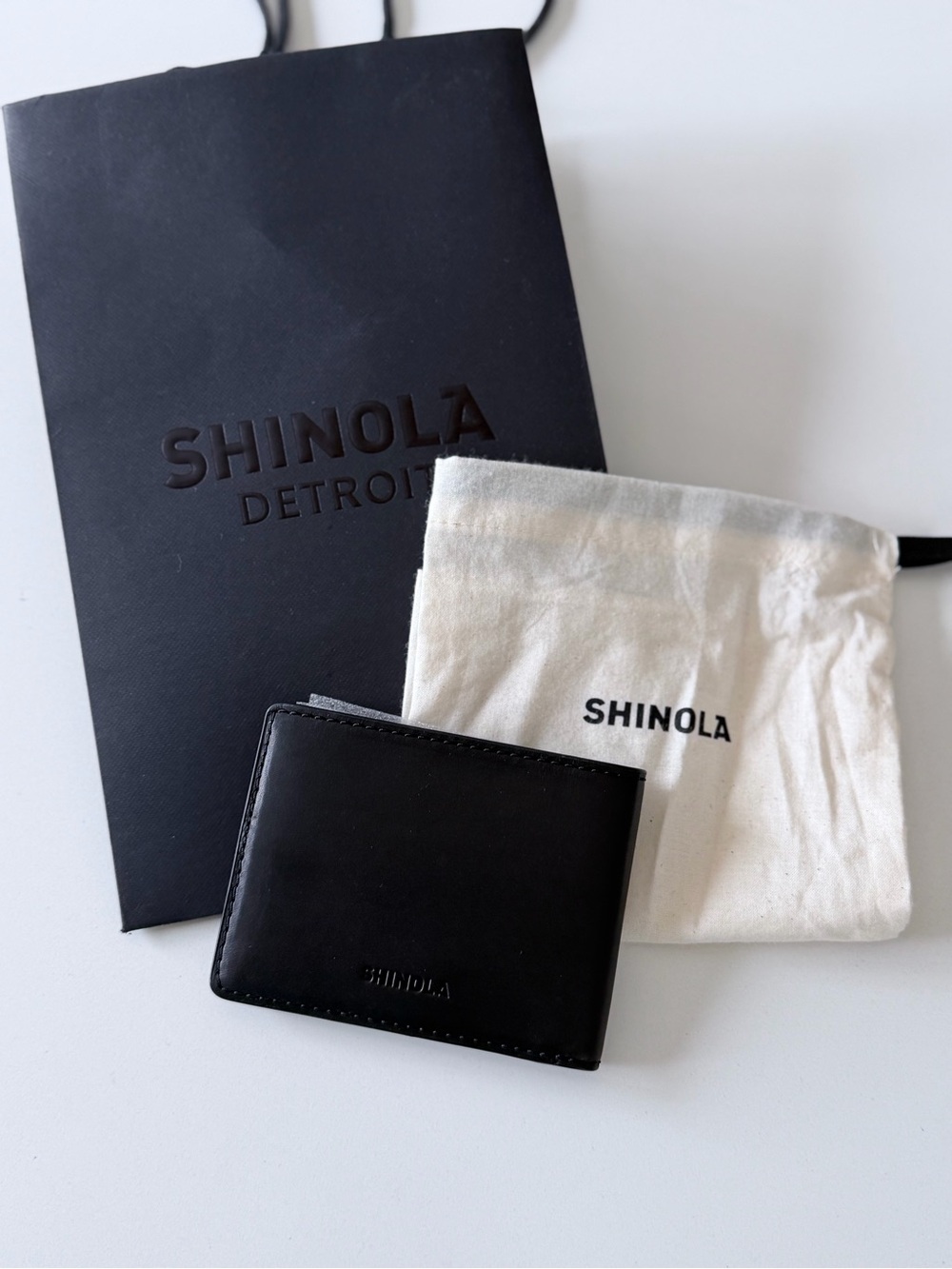 Shinola Black Leather Bi-Fold Wallet